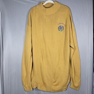 Vintage Delf Omega Psi Phi Sweater Mens 2XL Old Gold Longline Mock Neck D9 HBCU